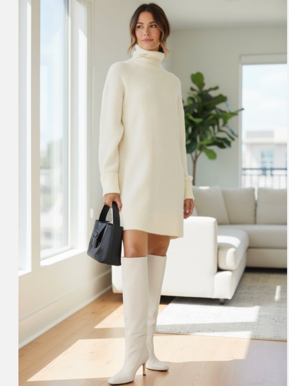 NWT & Other Stories Oversized Turtleneck Sweater Medium, WHITE Wool Alpaca Blend